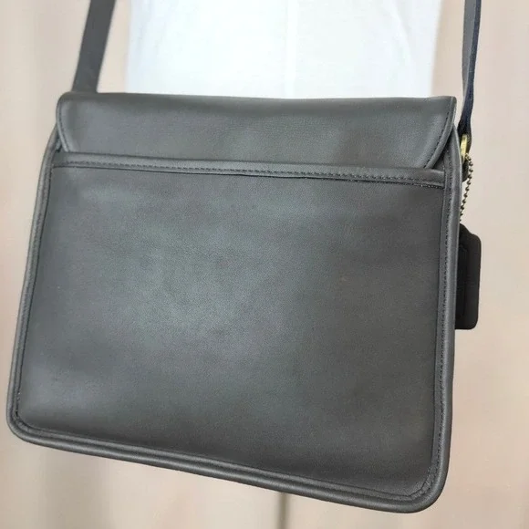 Y2K COACH Tribeca Flap Gray Leather Crossbody Shoulder Purse 9092 USA 90s Bag - Picture 4 of 10